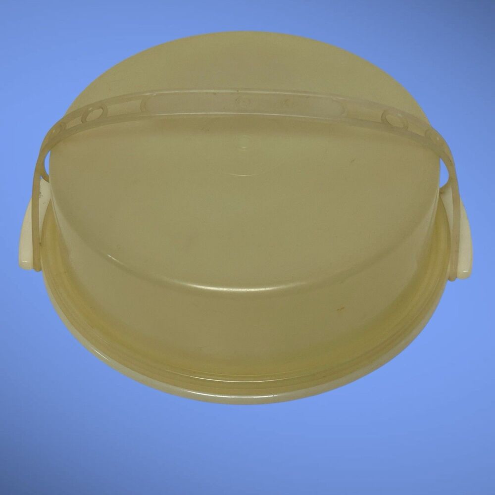 Vintage Tupperware 719-2 Harvest Gold 11” Cake Pie Carrier With Lid And Handle